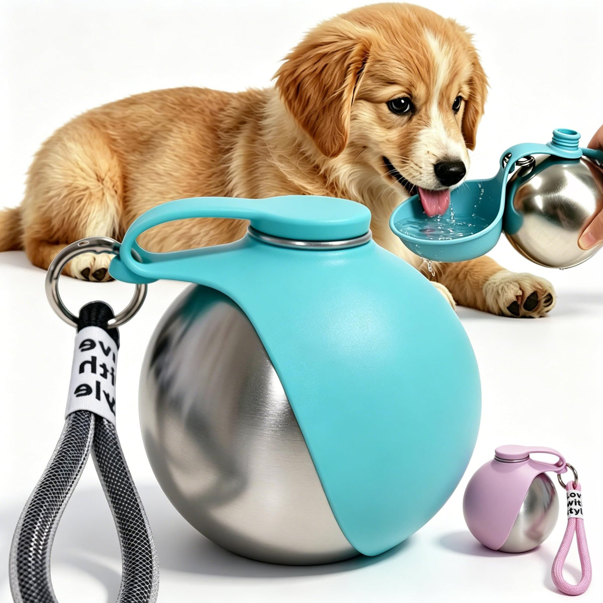 Portable Outdoor Dog Water Bottle with Foldable Silicone Bowl