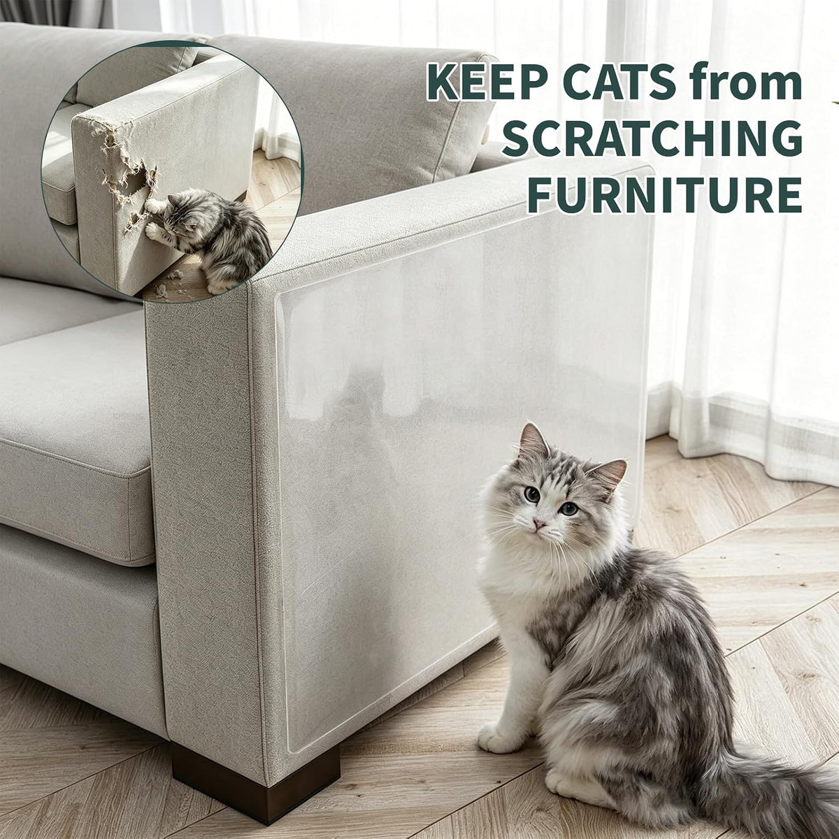Anti Cat Scratch Furniture Protector,Thicken Vinyl 160" x 12.4"