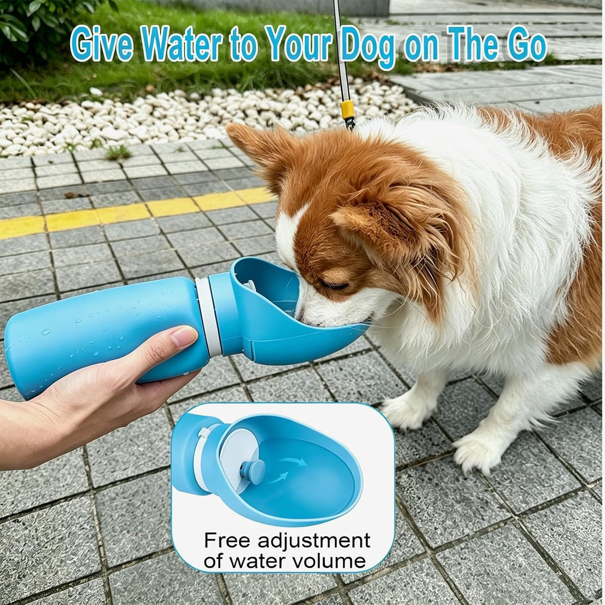 Dog Water Bottle Portable, Large Wide-Mouth Drinking Bowl (Blue)