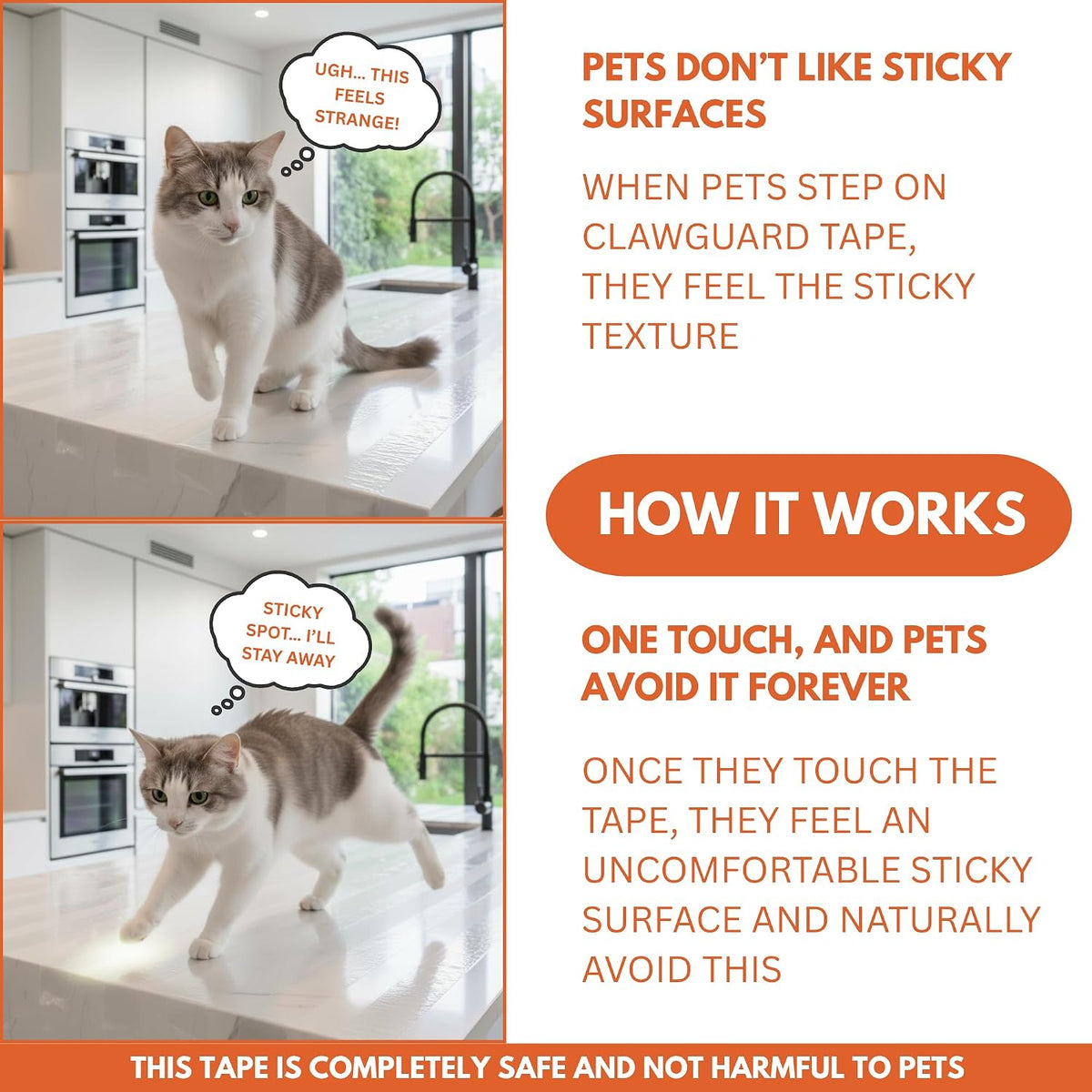 CLAWGUARD Cat and Dog Scratch Protector Tape, Door and Couch, 10 XL Sheets