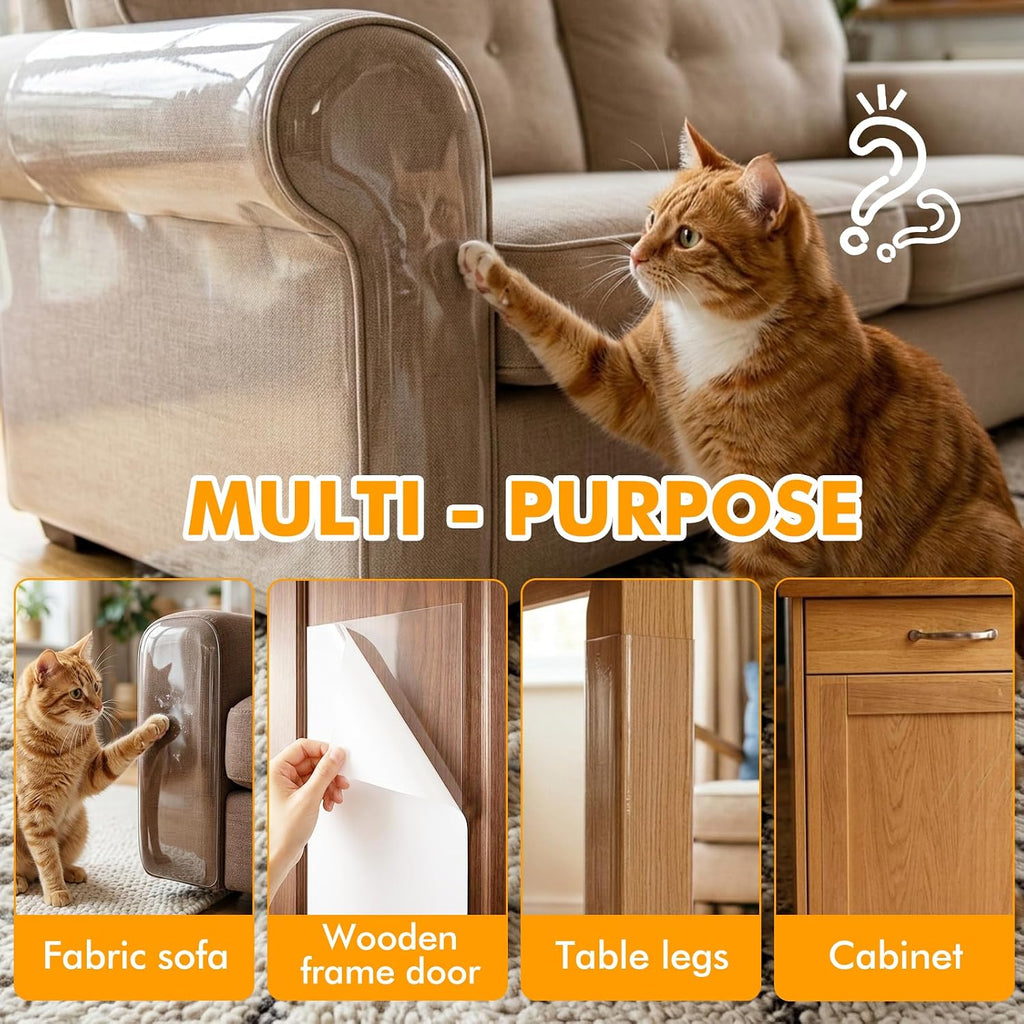 200"x12" Cat Scratch Furniture Protector, Couch Protector from Cat Claws, Heavy Duty Self-Adhesive Anti Scratch Furniture Protector for Sofa Back & Corners, Pet Furniture Guard