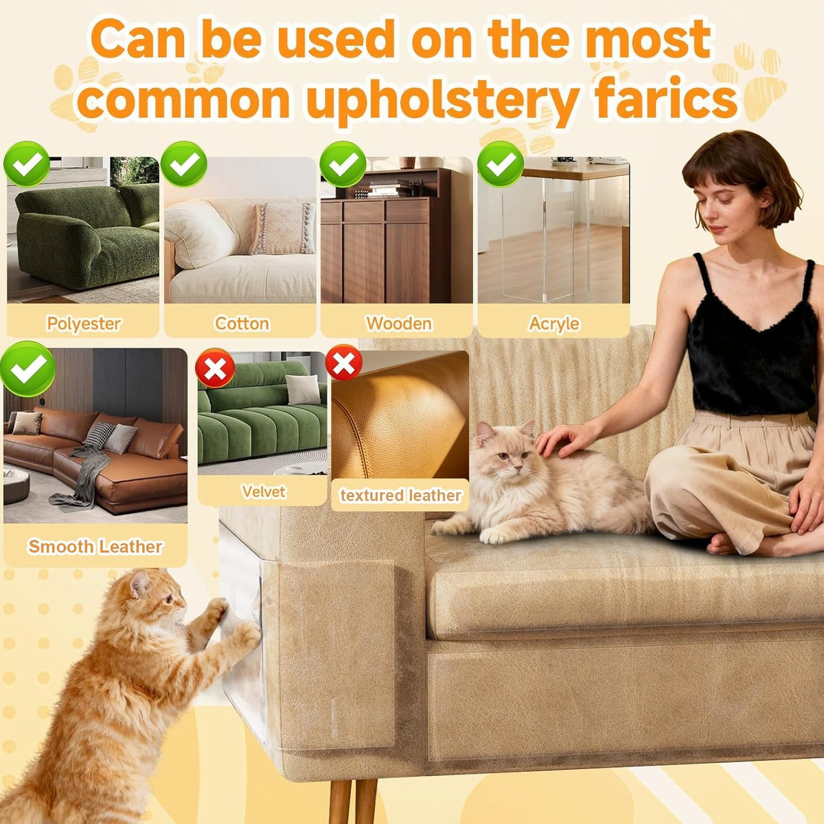 Anti Cat Scratch Furniture Protector Clear Furniture Protectors from Cats Scratching Large Size 197''x 12''for Sofas Chairs Leather Couch Protector from Cat Claws for Doors Cat Scratch Deterrent Tape