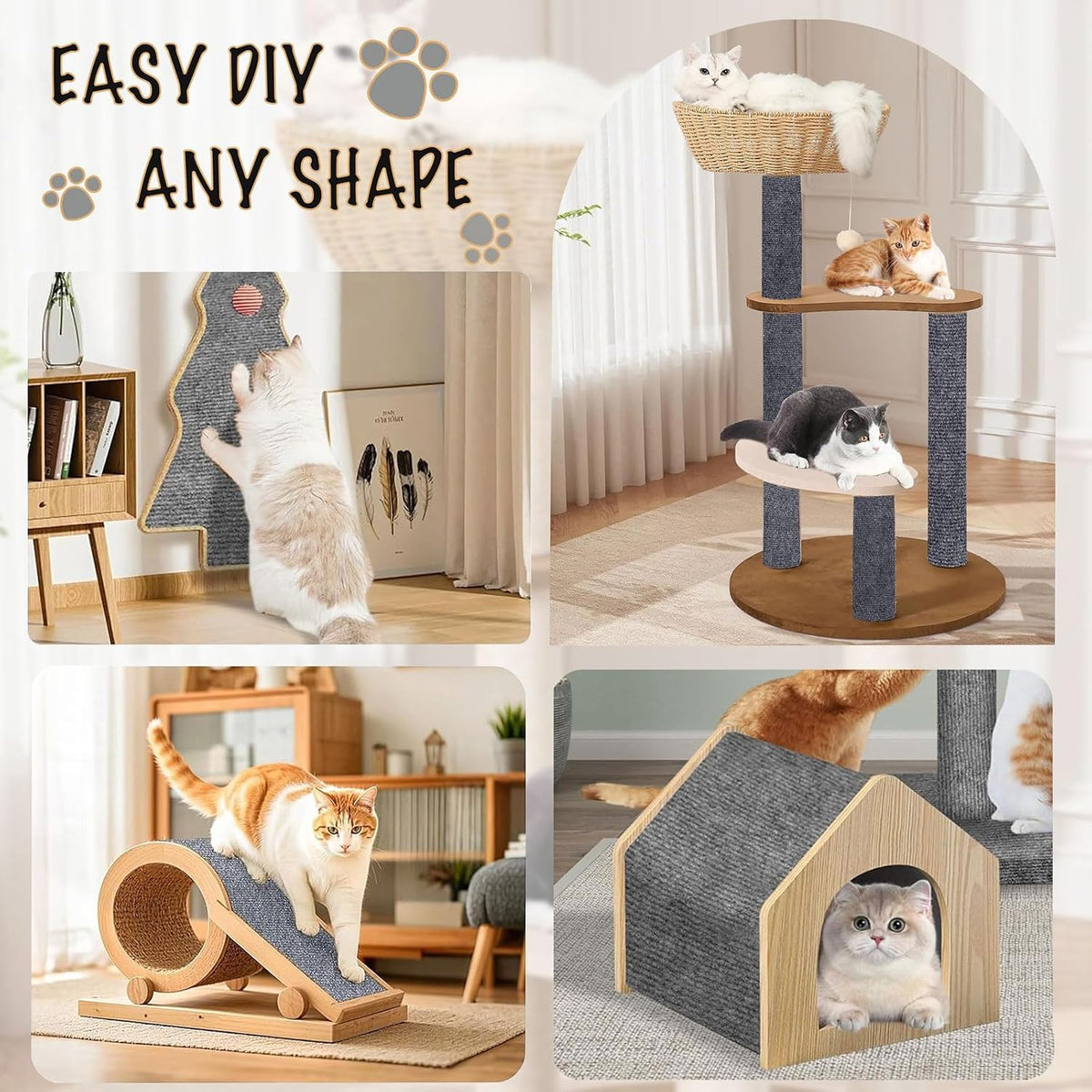 Self-Adhesive Cat Scratching Mat, Durable Couch Protector from Cat Claws