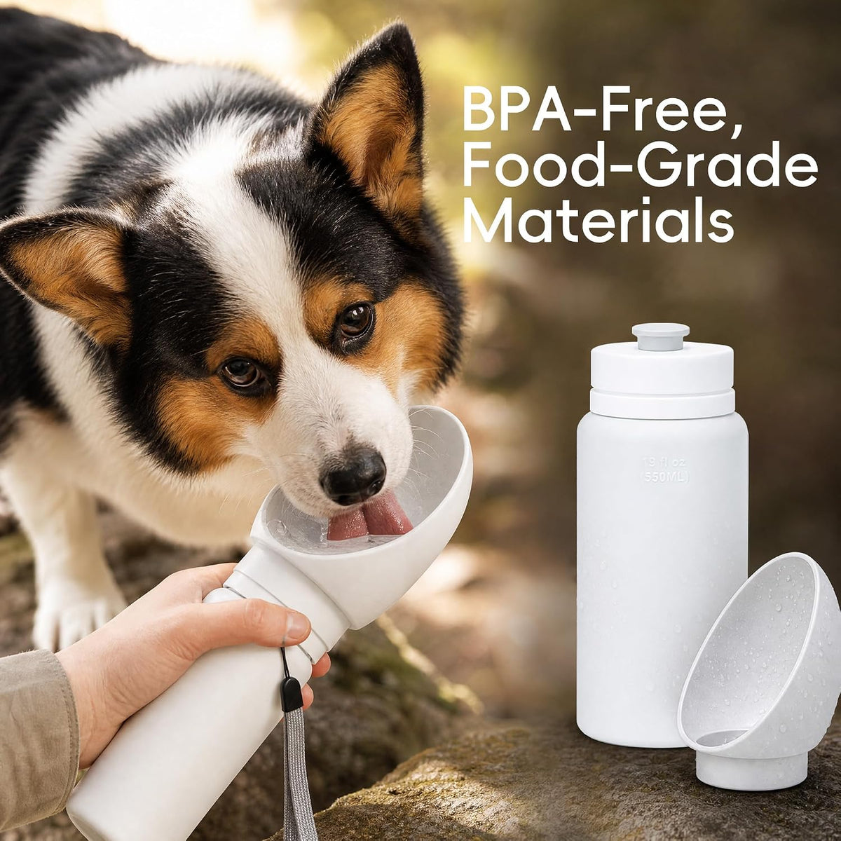 Thalirem Portable Dog Water Bottle with Foldable Bowl, Leak-Resistant