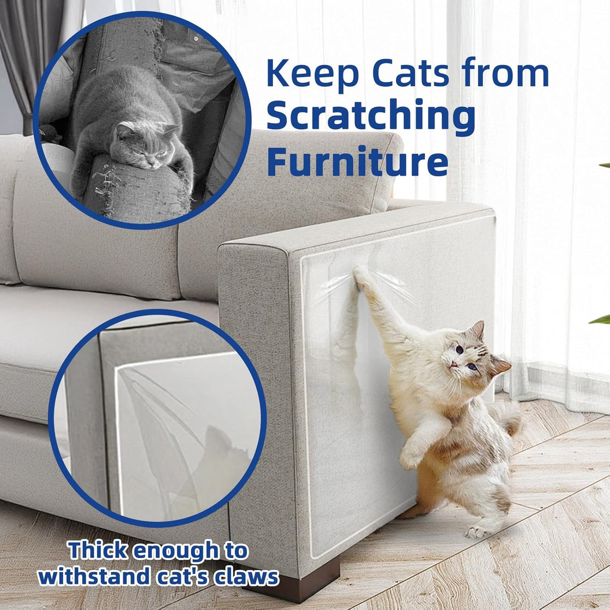 TOOSOFt Anti Cat Scratch Furniture Protector Clear Thicken Vinyl 160"x12.4"
