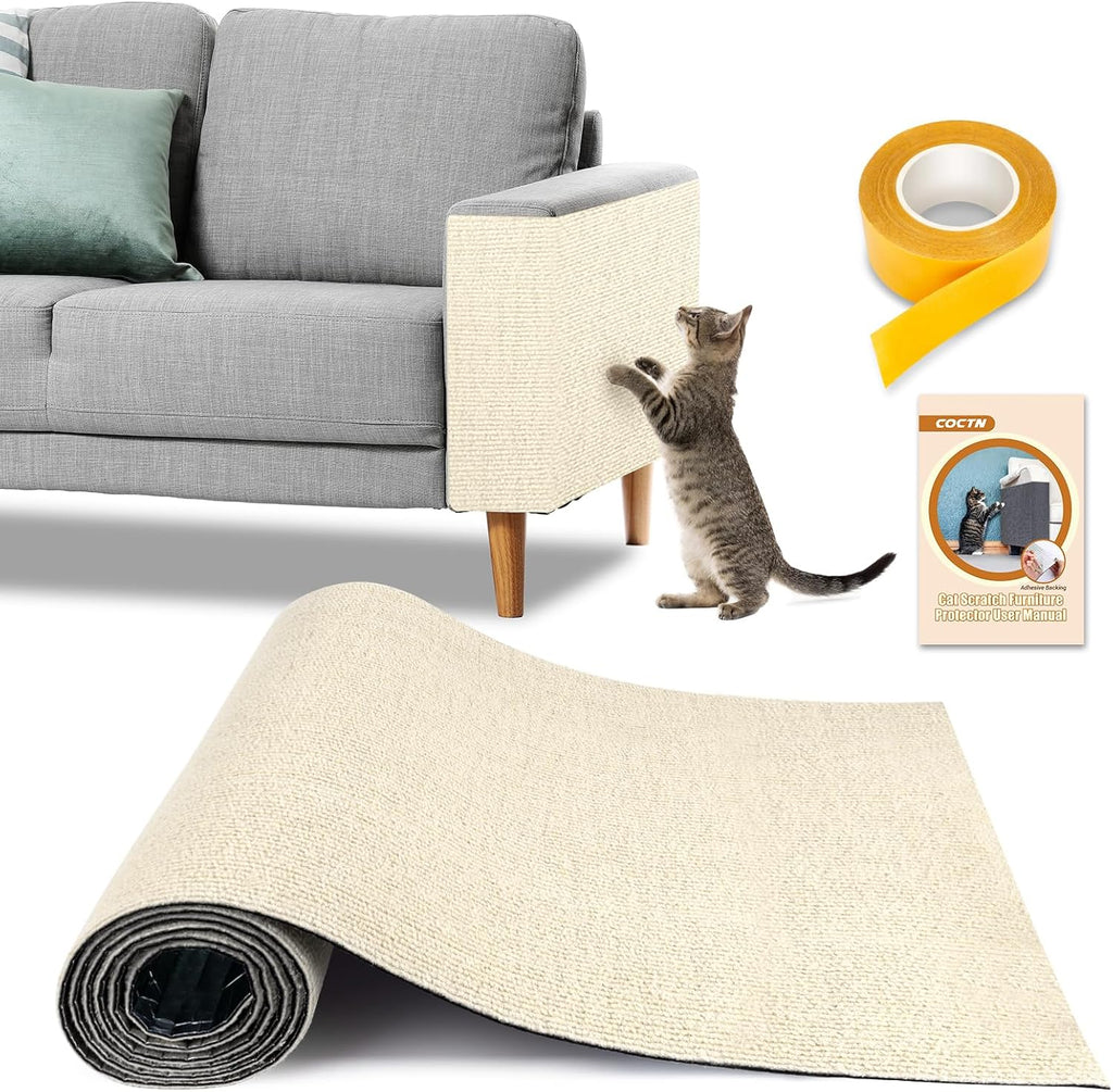 Cat Scratch Couch Protector, 90"x16" Trimmable Anti-Scratch with Grid Tape