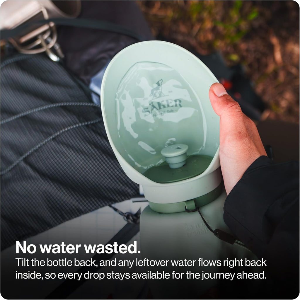 SÄKER Portable Dog Water Bottle, Collapsible Water Bottle for Dogs Perfect for Walking, Hiking and Outdoors | Works as a Portable Water Bowl | Designed in Montreal - 750ml