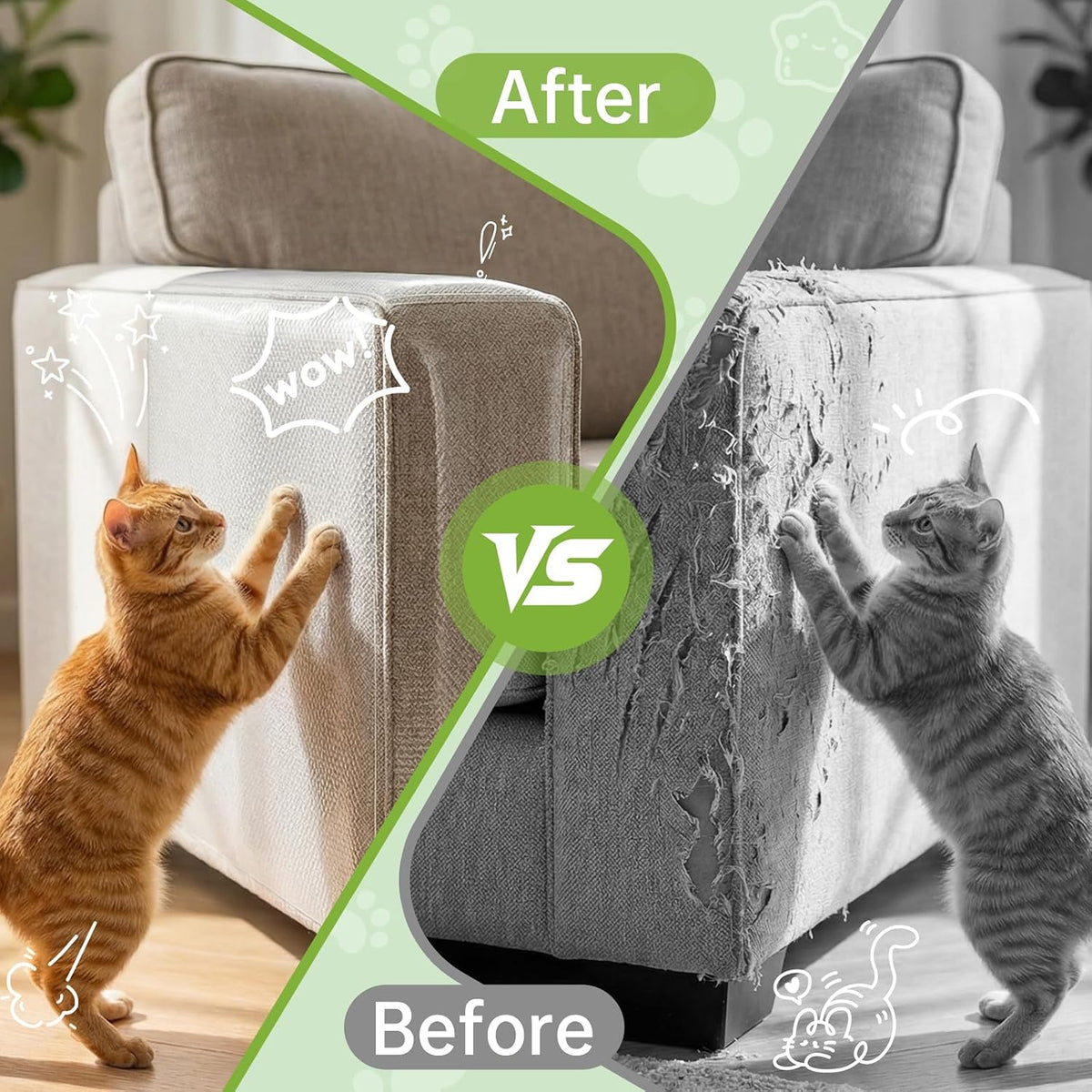 Anti-Cat Scratch Furniture Protector, Single-Sided Sticky Couch Protector for Cats Claws,Cat Scratch Deterrent for Furniture Door,Cat Scratch Furniture Protectors,Cat Accessories(196.85" x 11.81" )