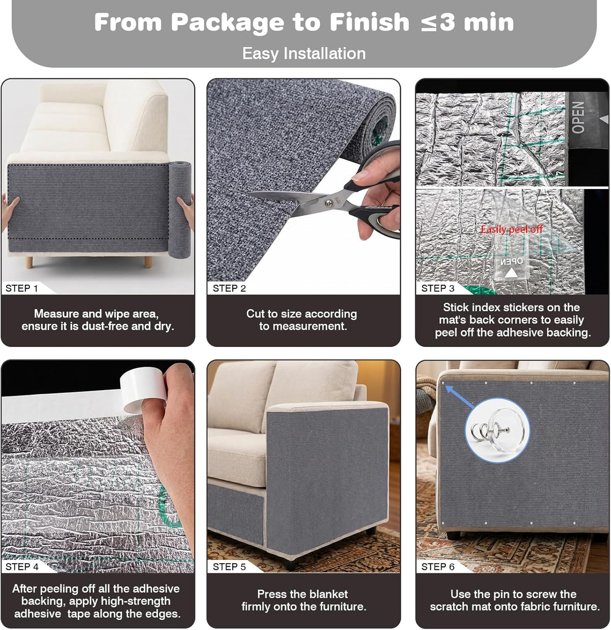 Cat Scratch Furniture Protector: 39.3"x15.8" High Self-Adhesive