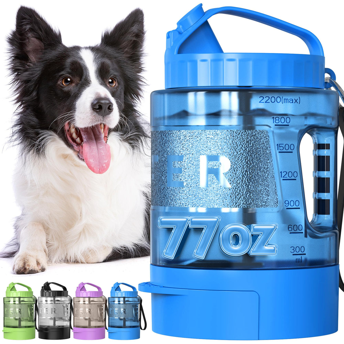 lesotc Dog Water Bottle, Portable Water Dispenser with Bowl, Leak Proof Pet Travel Squeeze Bottle, Puppy Essentials Dog Stuff Accessories for Outdoor Walking, Hiking, Camping