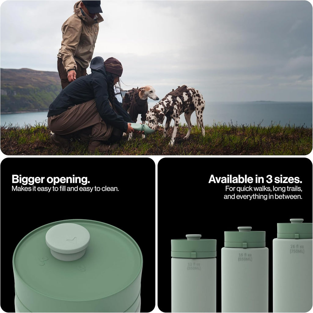 SÄKER Portable Dog Water Bottle, Collapsible Water Bottle for Dogs Perfect for Walking, Hiking and Outdoors | Works as a Portable Water Bowl | Designed in Montreal - 750ml