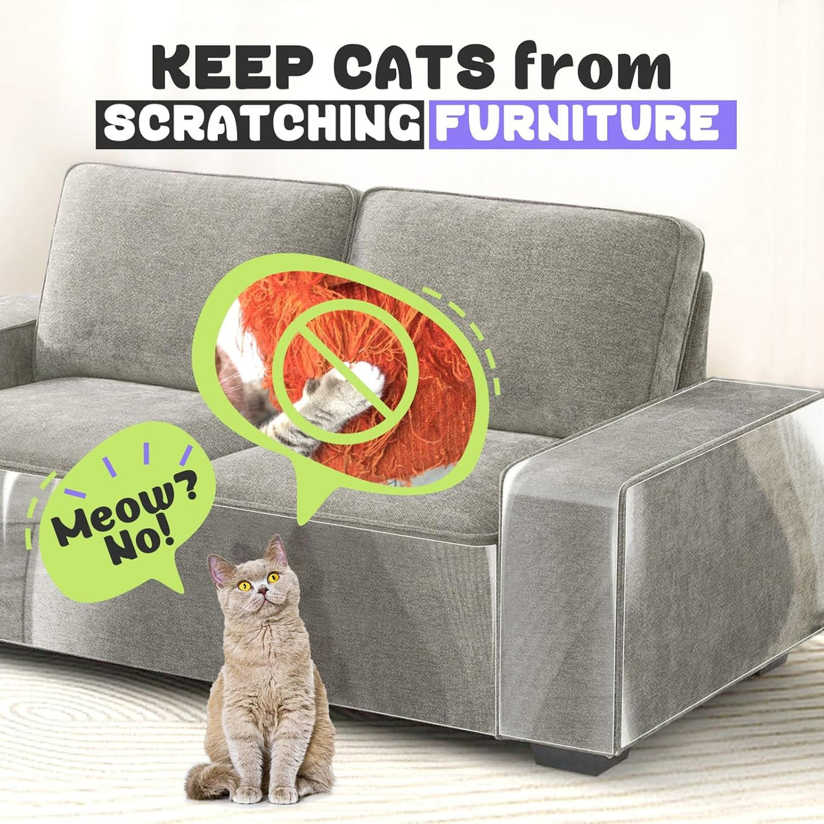 JINVOGREEN Cat Scratch Furniture Protector, 196.8 x 11.8 in