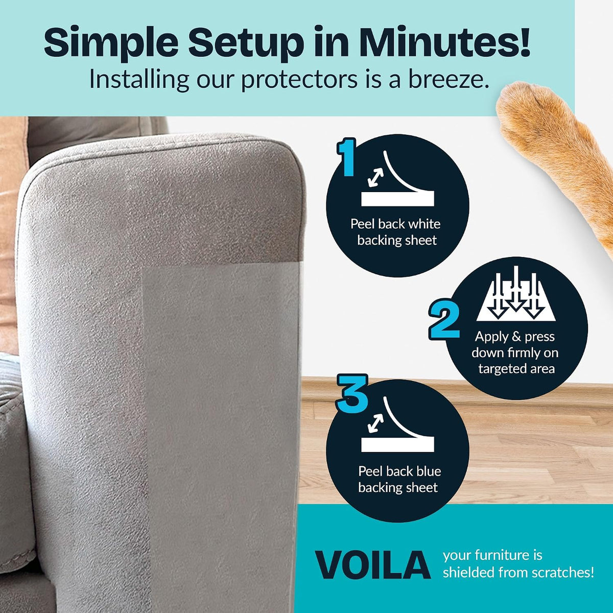 Reli. Cat Scratch Furniture Protector | Couch Anti-Scratch Sheets | 14 Pack