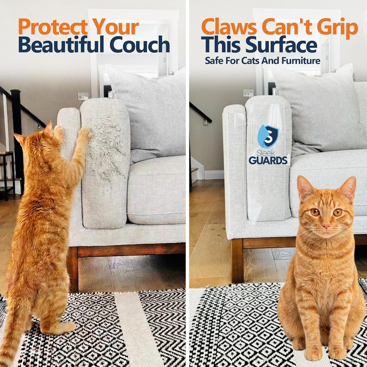 Furniture Protector from Cats, 12-Pack Anti-Scratching Sticky Tape, Scratch Deterrent, Cat Scratch Furniture Protector, Couch Protector from Cat Claws, Sofa Corners, Couch Corner Protector for Cats