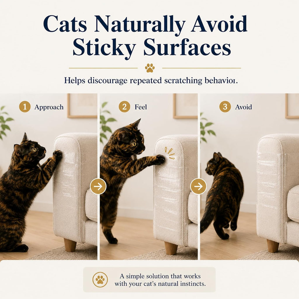4" x30' Furniture Protector for Cats, Cat Scratch Deterrent Tape for Couch & Sofa, Clear Anti Scratch Furniture Protection, Protect Carpet, Door & Wall, Residue-Free