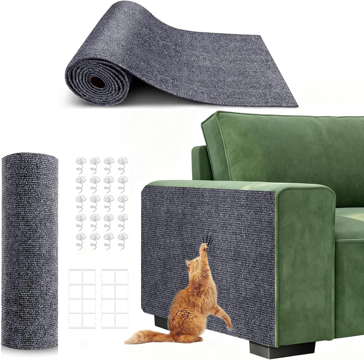 Self-Adhesive Cat Scratching Mat, Durable Couch Protector from Cat Claws