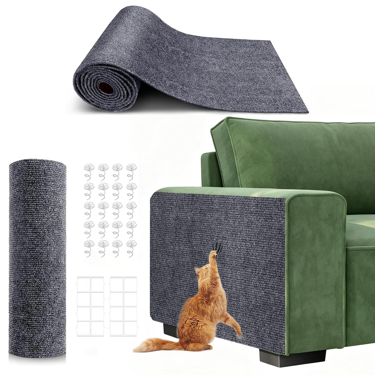 Self-Adhesive Cat Scratching Mat, Durable Couch Protector from Cat Claws