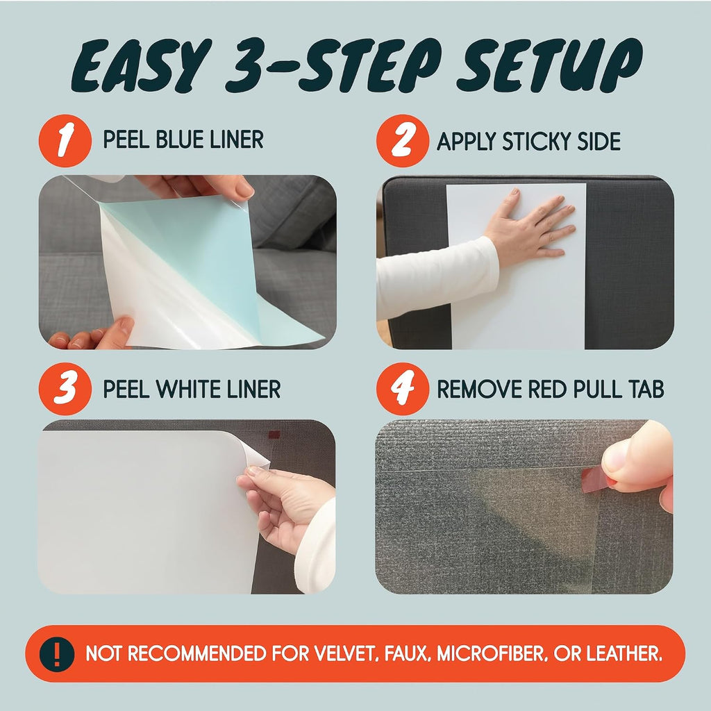 FixZilla Double Sided Anti Cat Scratch Furniture Protector for Couches - 10 Sticky Double Sided Tape Sheets Couch Protector from Cat Claws, Scratch Deterrent for Sofa Corners Paws Furniture Protection
