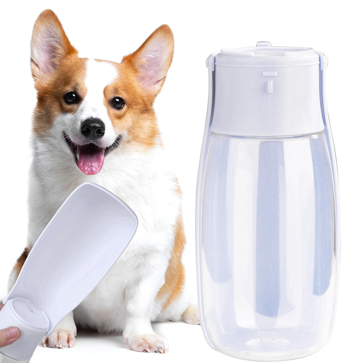 Foldable Dog Water Bottle, Portable Water Dispenser for Cat, Rabbit, Puppy and Small Animals, the Perfect Dog Gifts and Dishwasher Safe Pet Accessories for Walking, Hiking, Travel