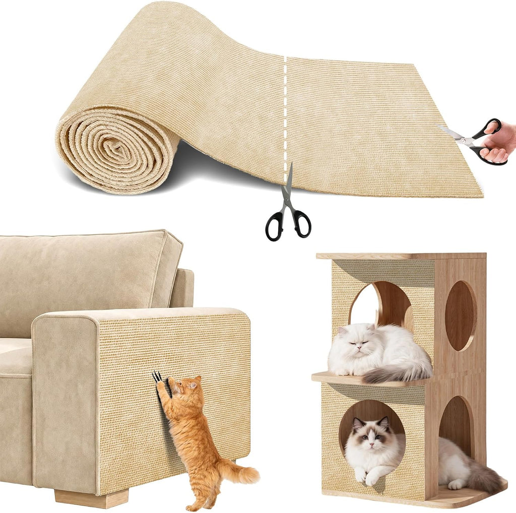 Couch Wall Corner Protector for Indoor Cats, Khaki, 39.3x15.8In