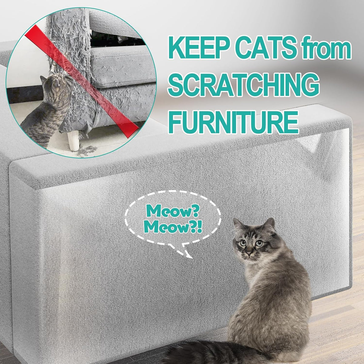 Thicken Vinyl Anti Cat Scratch Furniture Protector 190“x17”
