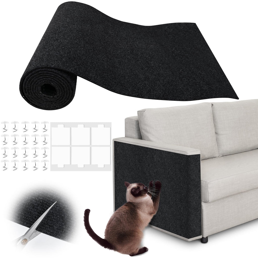 Couch Protector from Cat Claws - 78.7" x 15.8" Trimmable Self-Adhesive Cats Claws Scratch Pads, Cat DIY Climbing Cats Scratch Mat Tree Replacement Indoor (Dark Gray)