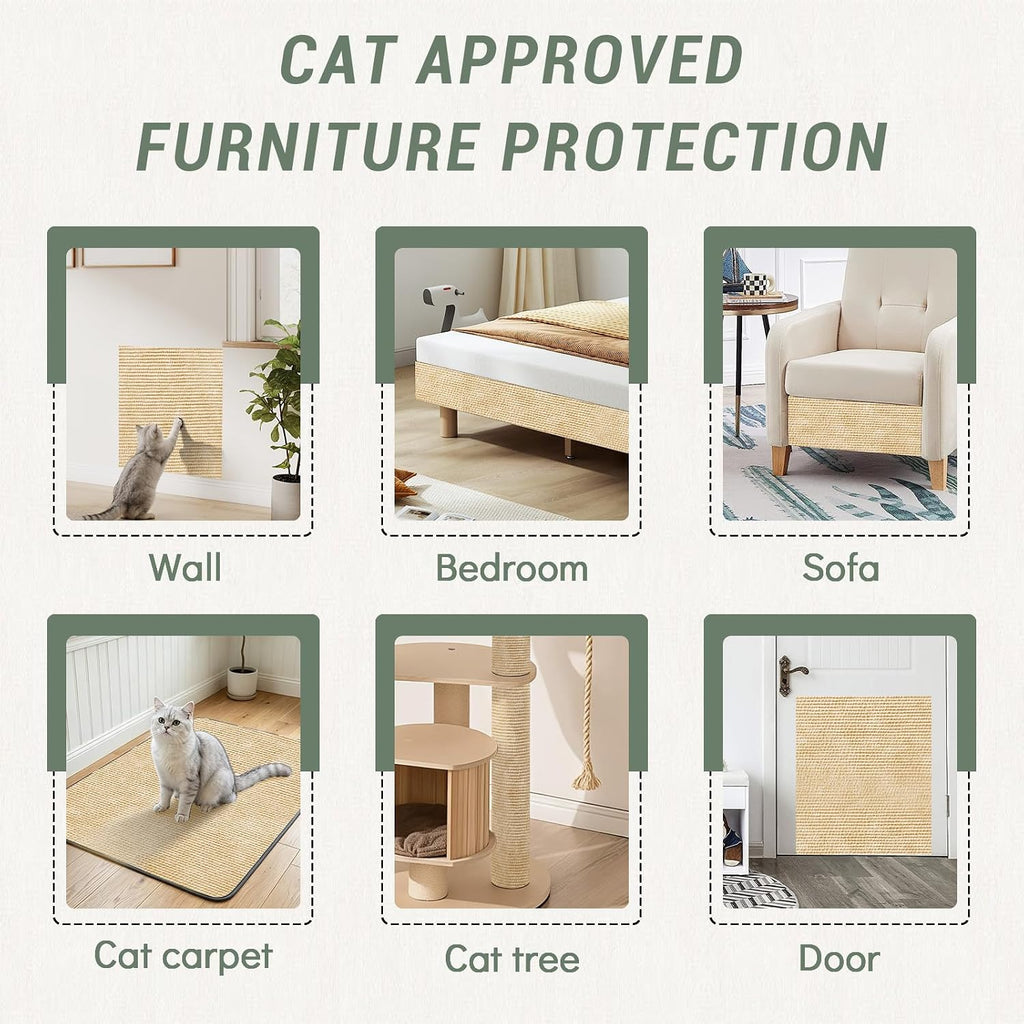 Couch Wall Corner Protector for Indoor Cats, Khaki, 39.3x15.8In
