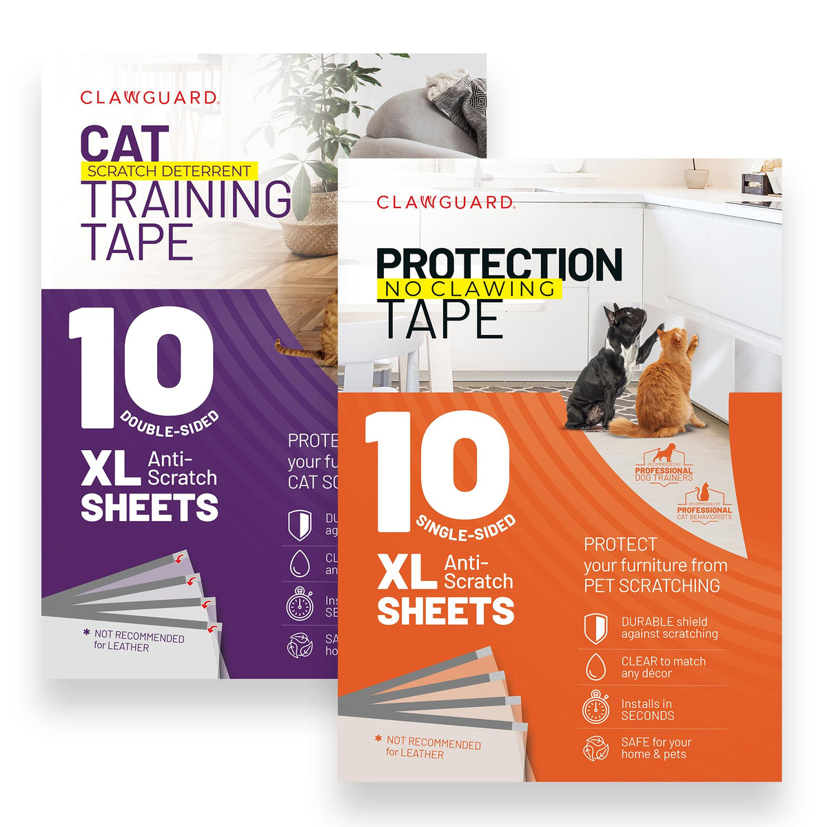 CLAWGUARD Cat and Dog Scratch Protector Tape, Door and Couch, 10 XL Sheets