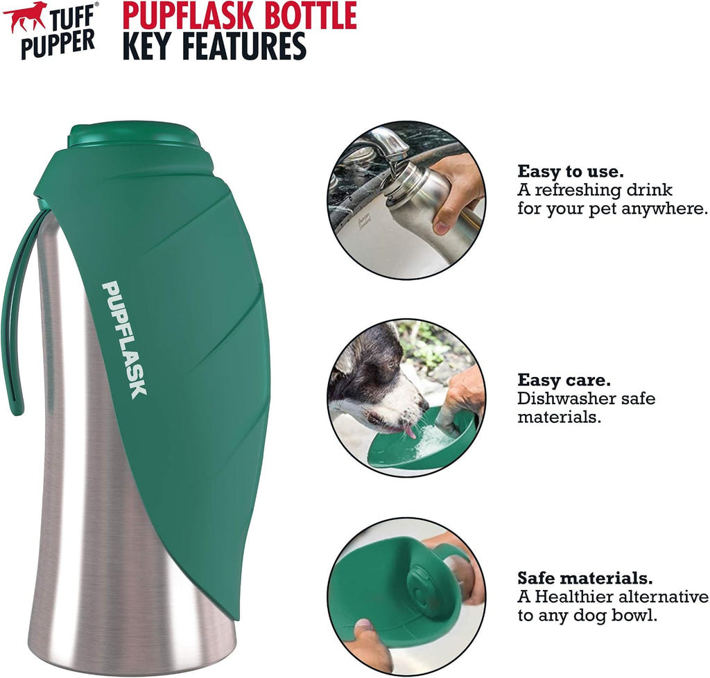 PupFlask Large Dog Water Bottle, Portable Stainless Steel Travel Bowl
