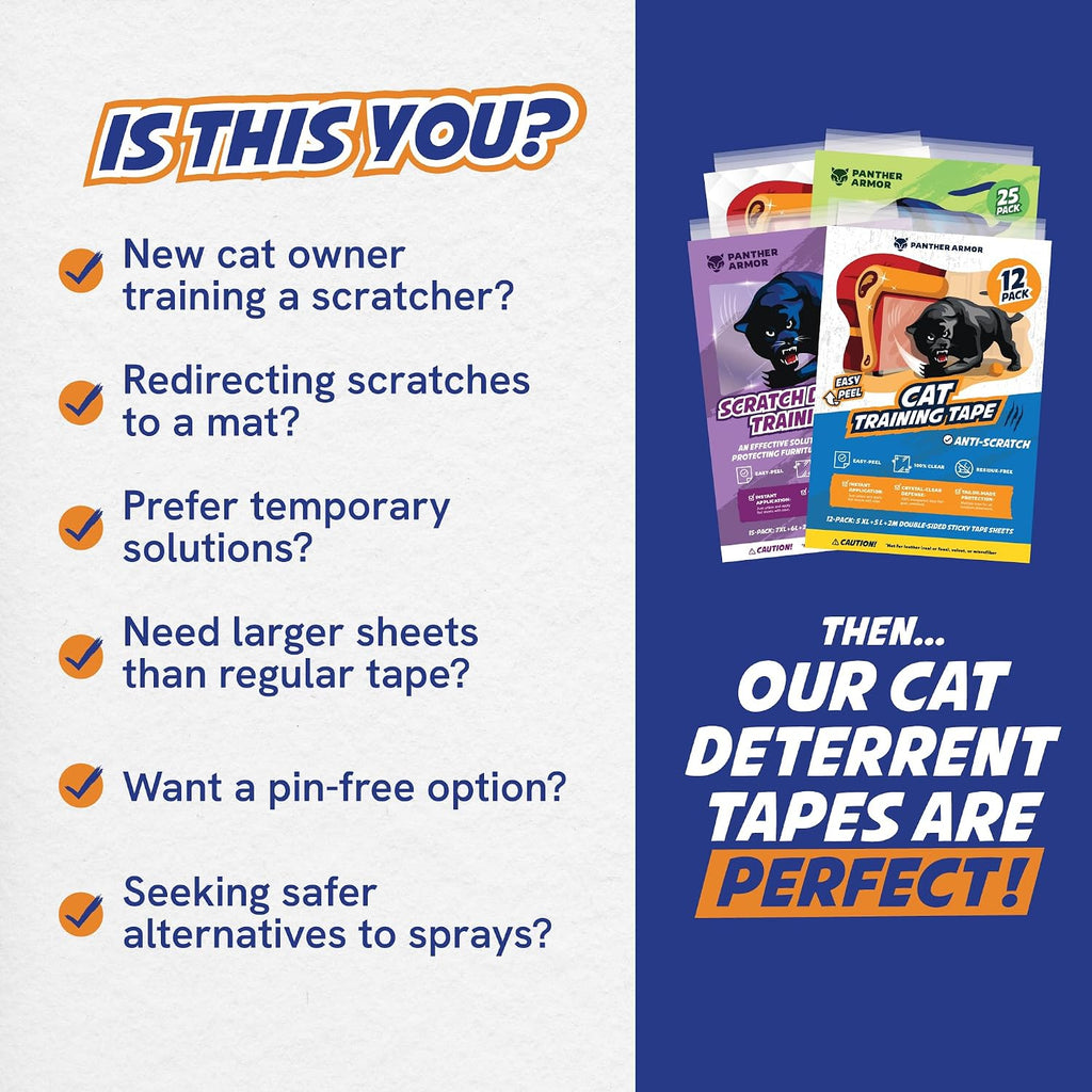 Panther Armor Cat Scratch Furniture Protector, 10 Double-Sided Tape Sheets