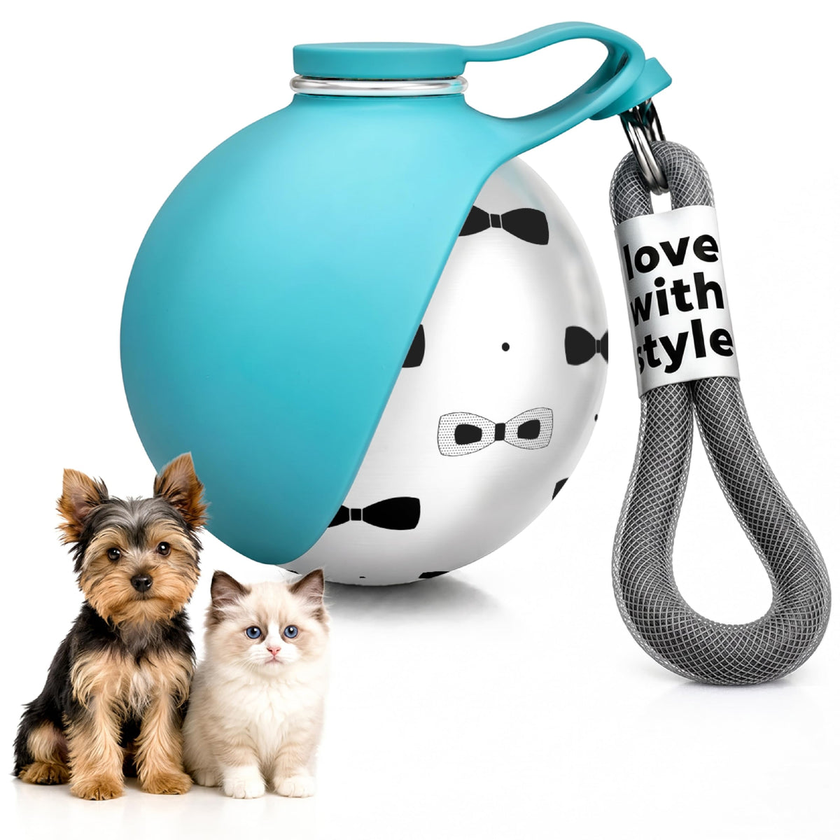 Portable Dog Water Bottle for Walking, 10oz Stainless Steel Pet Water Dispenser with Foldable Silicone Bowl, Leak-Proof Puppy Water Bottle for Small Dogs&Cats,Travel Hiking Outdoor Use(Pink)