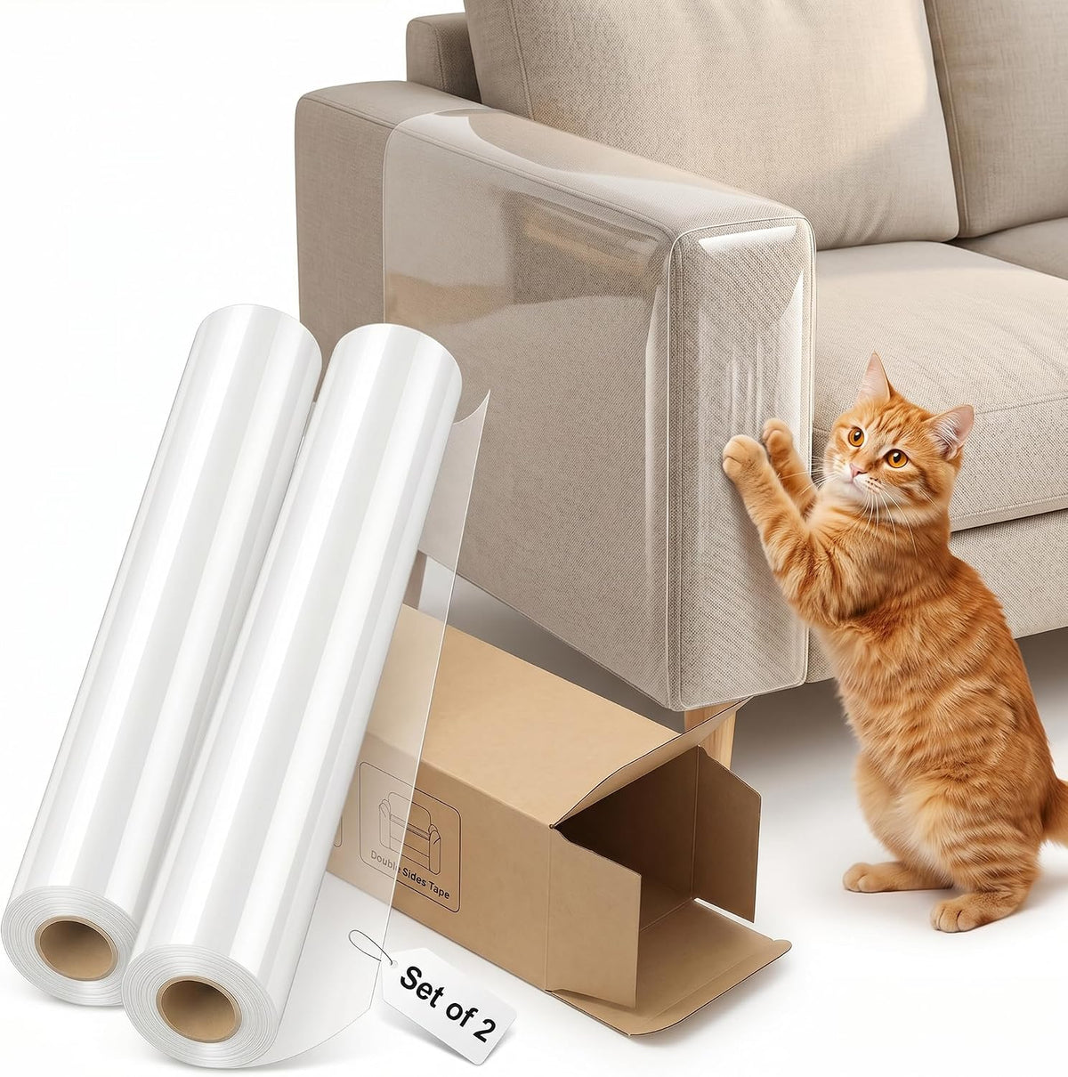 2 Pack Anti Cat Scratch Furniture Protector Single Sided Couch Protector