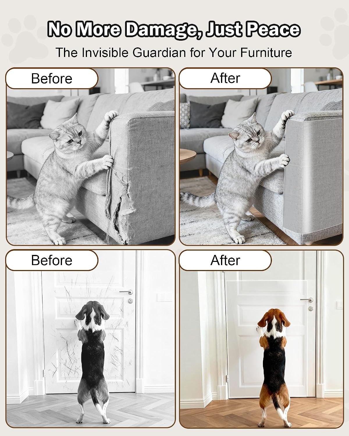 Cat Scratch Furniture Protector Couch - 1 Roll Clear PET 16.9 x 196.8 Inch