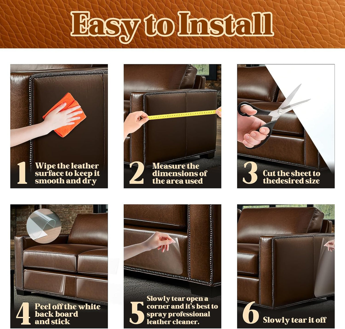 Cat Scratch Furniture Protector - Design for Leather Couch, 157.5"x11.8" Clear Couch Protector from Cat Claws, Thickened Anti-Scratch Adhesive Roll, Cuttable & Residue-Free, No Pins