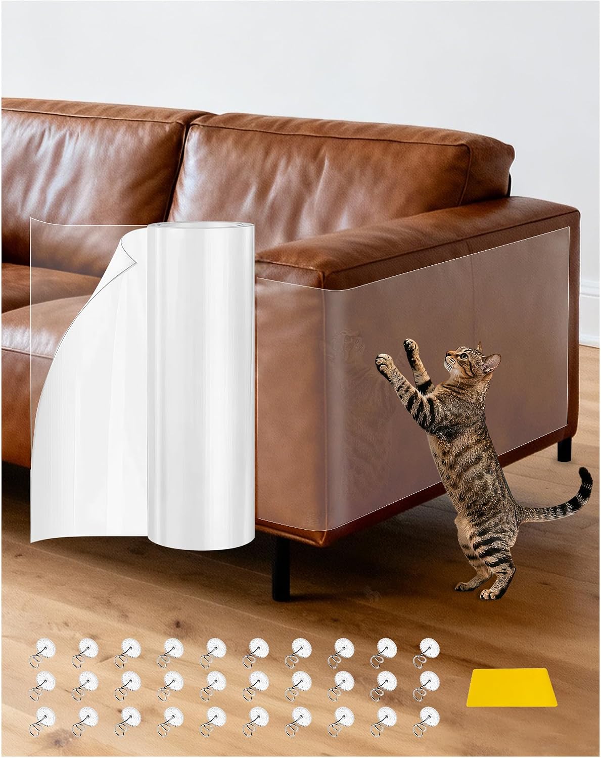 Cat Scratch Furniture Protector Couch - 1 Roll Clear PET 7.9 x 196.8 Inch