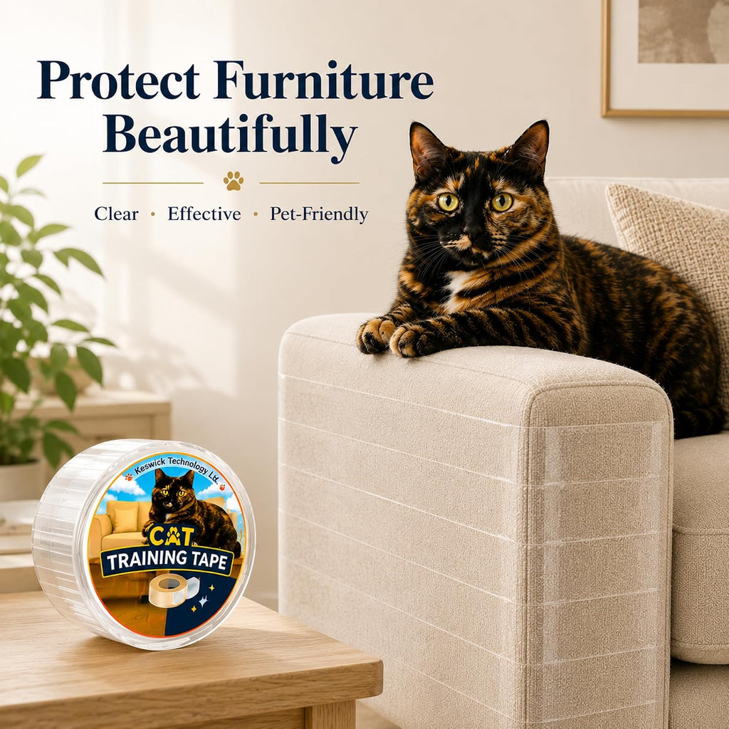 4" x30' Furniture Protector for Cats, Cat Scratch Deterrent Tape for Couch & Sofa, Clear Anti Scratch Furniture Protection, Protect Carpet, Door & Wall, Residue-Free