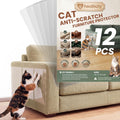 Cat Scratch Furniture Protector, 12 Pack Self Adhesive Tape, Heavy Duty Flexible Corner Guards for Couch, Sofa, Doors, Walls, Chairs, Armrests, No Residue, No Pins, Cat Scratch Protection Kit