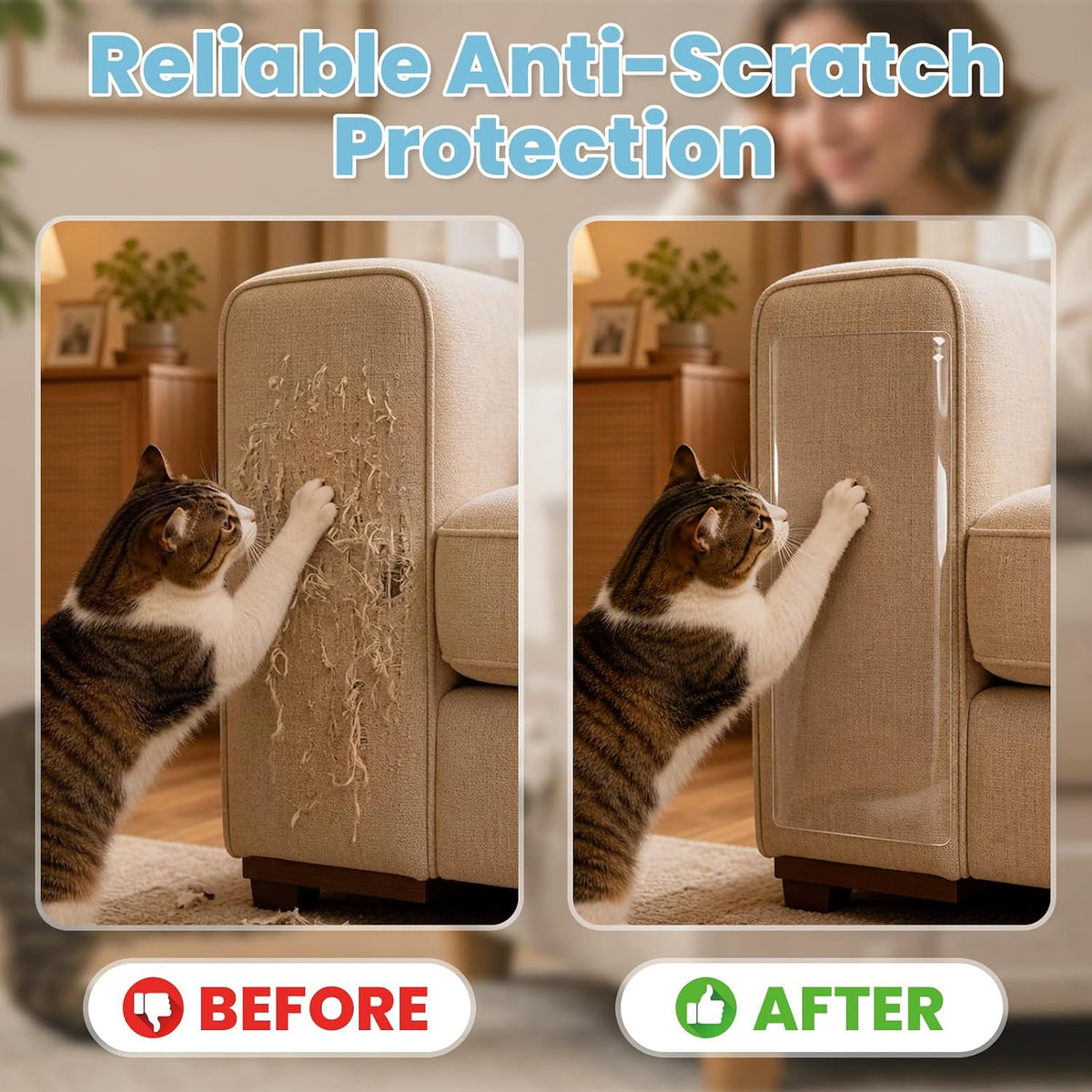 Anti Cat Scratch Furniture Protector, 161.5" x 12.4"