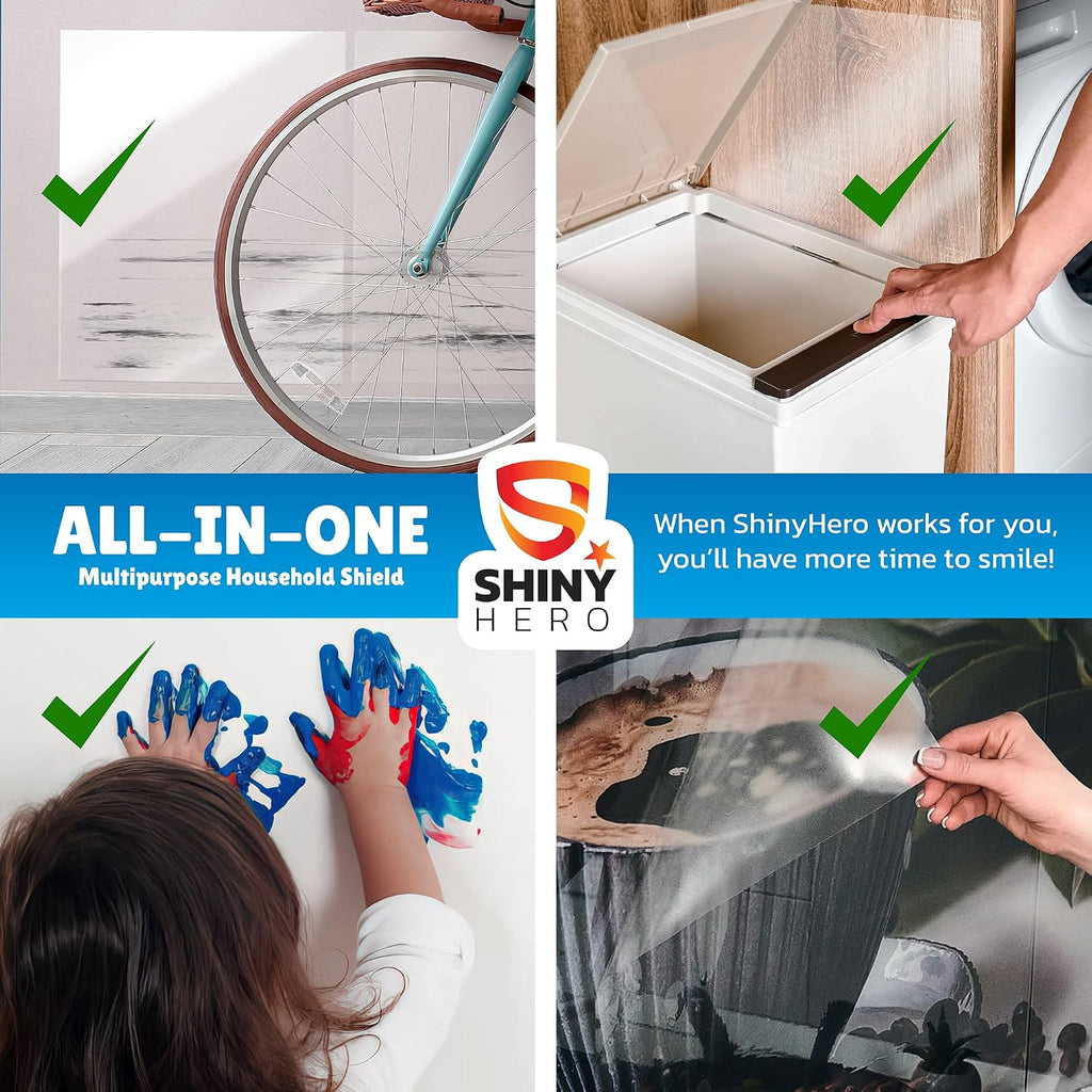 8-Pack - Clear Wall & Door Protector from Dog Scratching - Anti Cat Couch Guard Plastic Sheets, Furniture Self-Adhesive Removable Sticky Tape, Transparent Thick Sofa Scratch Deterrent Frame Cover Film