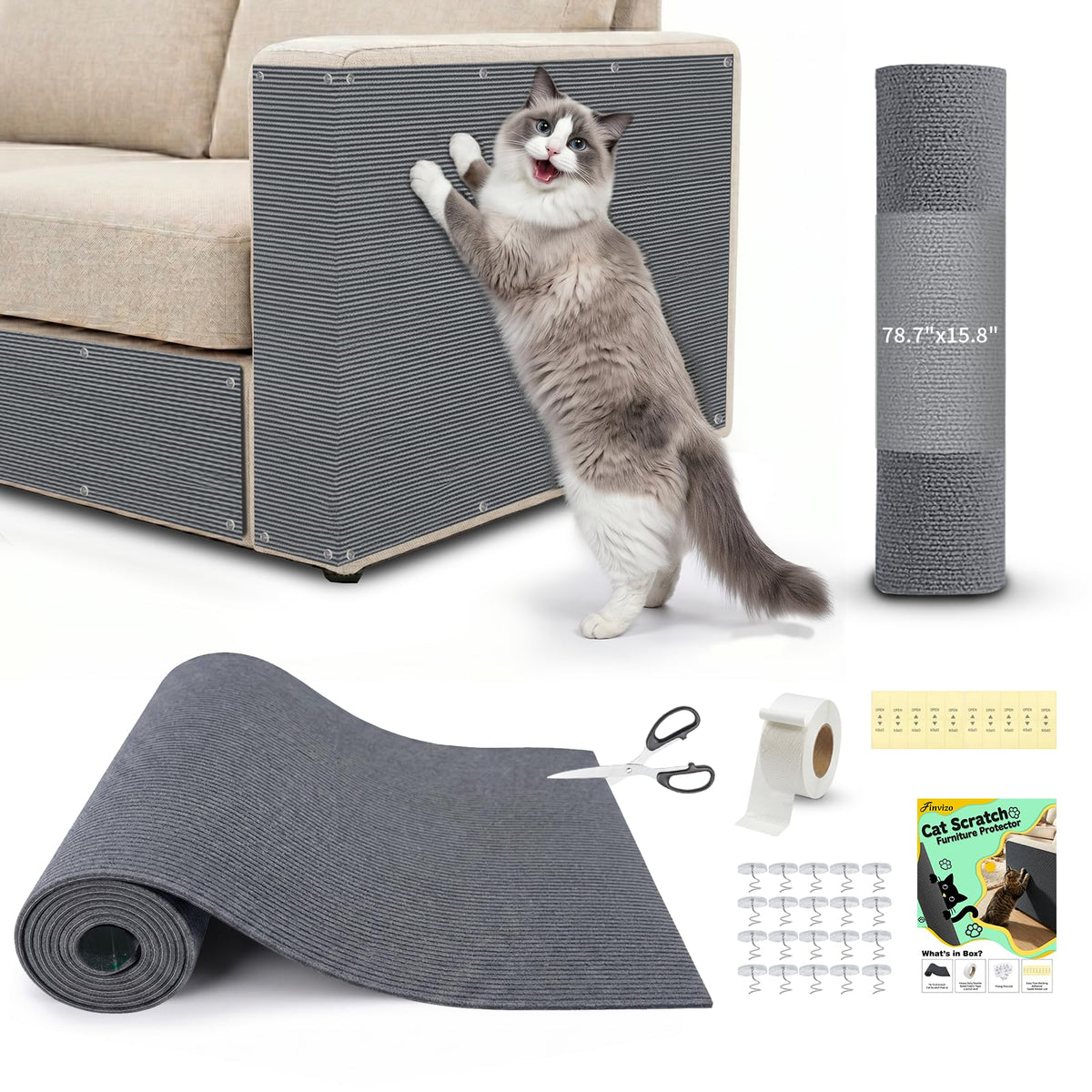 Cat Scratch Furniture Protector: 39.3"x15.8" High Self-Adhesive