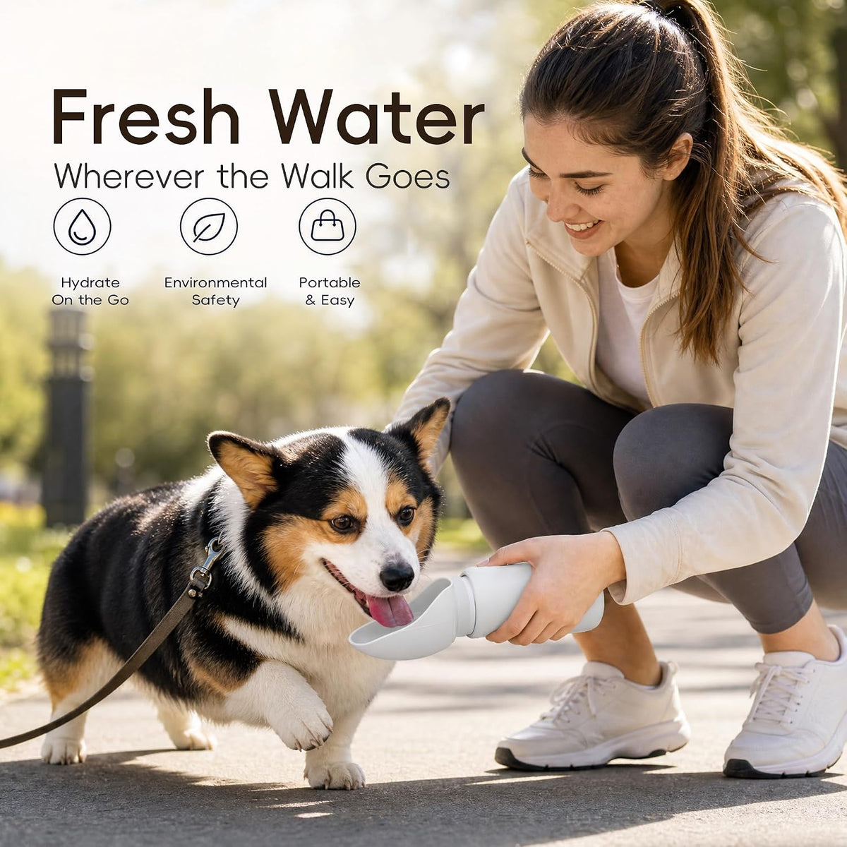 Thalirem Portable Dog Water Bottle with Foldable Bowl, Leak-Resistant