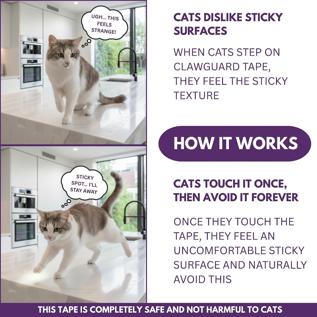CLAWGUARD Cat Scratch Tape for Furniture, 10 XL Double-Sided Sheets, Sofa