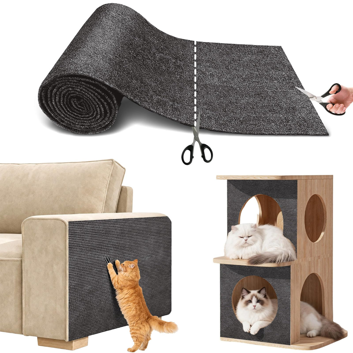 Couch Wall Corner Protector for Indoor Cats, Khaki, 39.3x15.8In