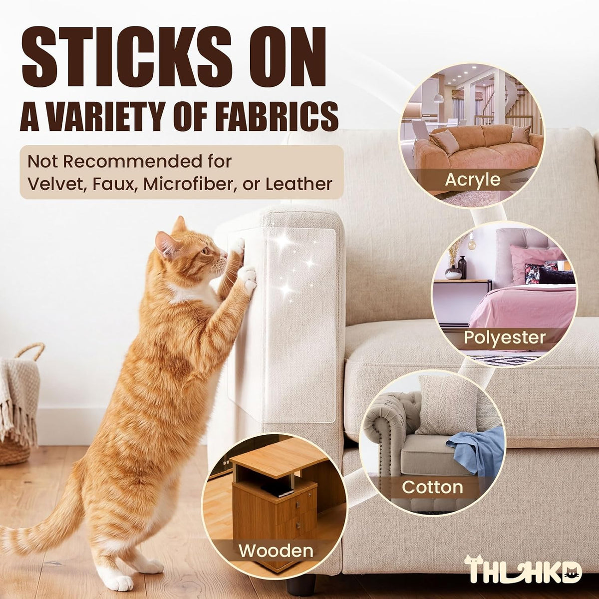 THLHKD Cat Scratch Furniture Protector, 18PCS Single Sided Couch Protectors Tape from Cats Claws Scratching, Thicken Clear Sheets Proof Clawing Sofa Corner Protection Cover Anti Scratch for Furniture