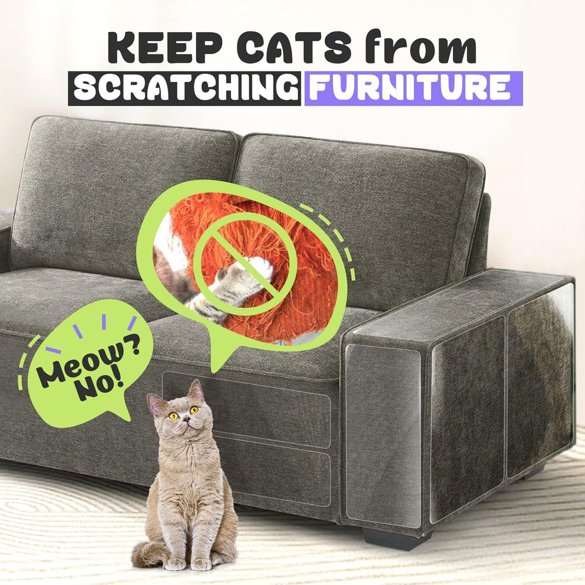 JINVOGREEN 18 Pcs Cat Scratch Furniture Protectors, 17 in