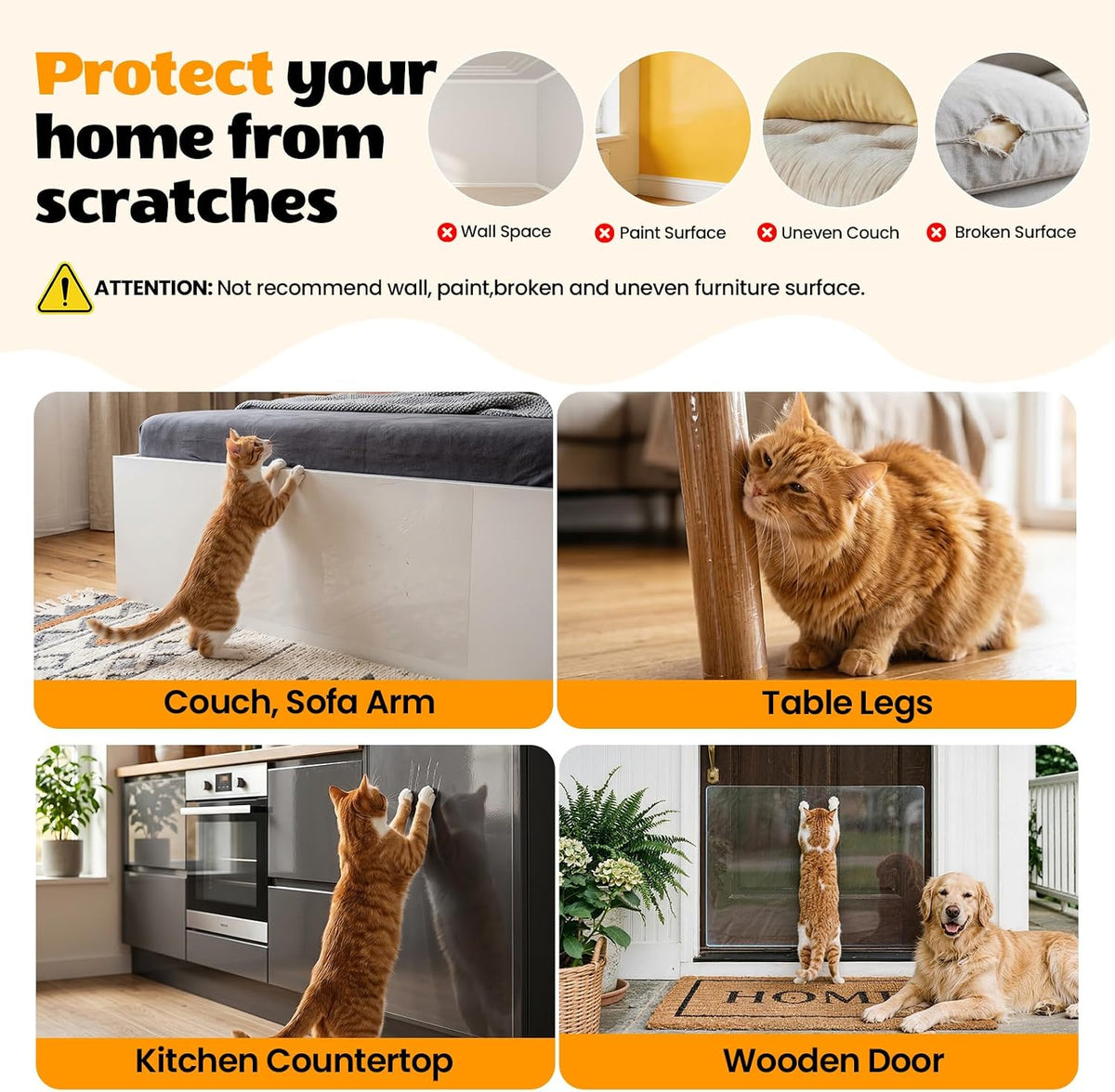 200" x 16.5" Anti Cat Scratch Furniture Protector Single-Sided