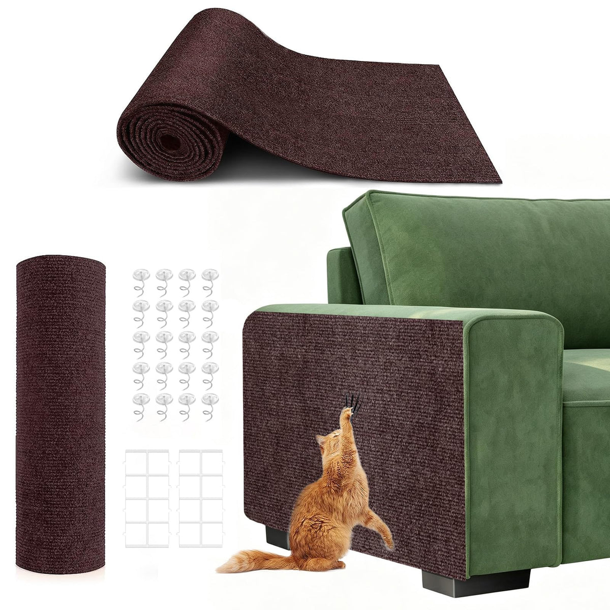 Self-Adhesive Cat Scratching Mat, Durable Couch Protector from Cat Claws
