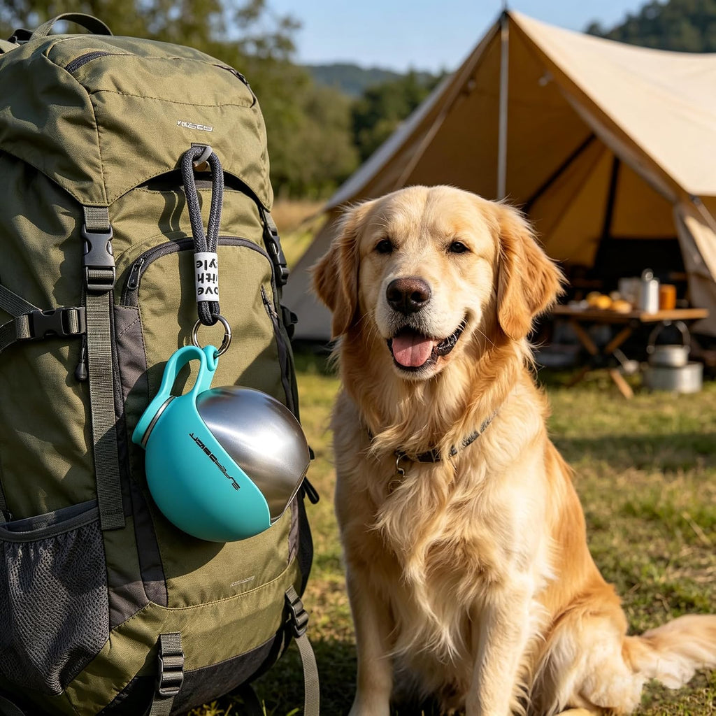 Portable Outdoor Dog Water Bottle with Foldable Silicone Bowl