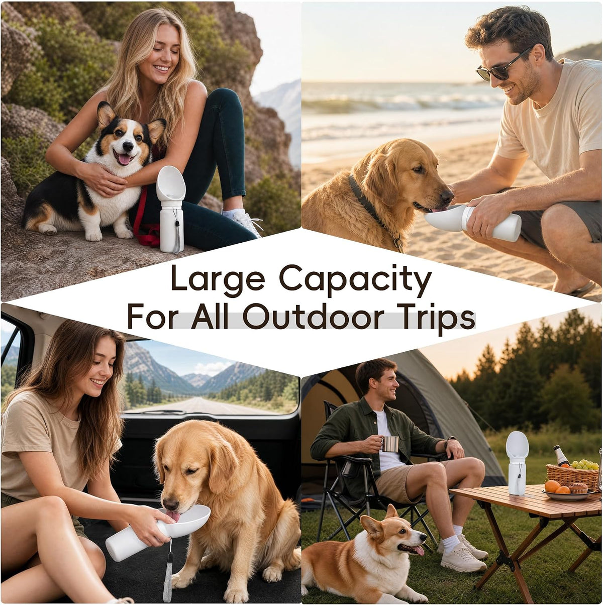 Thalirem Portable Dog Water Bottle with Foldable Bowl, Leak-Resistant