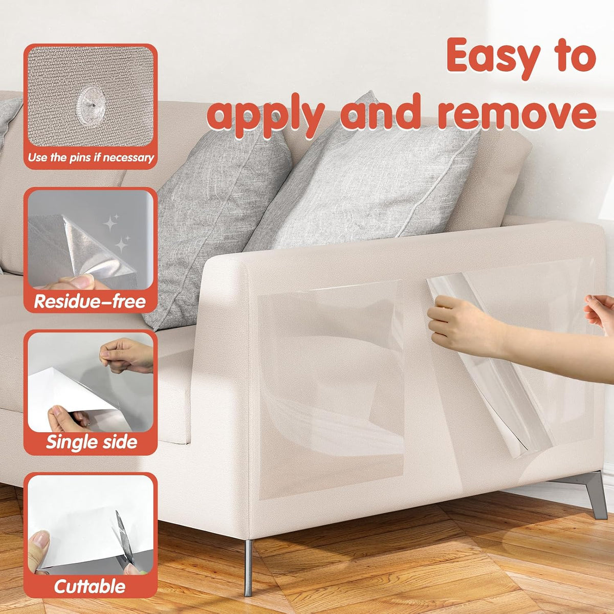 Secopad 18 PCS Cat Scratch Furniture Protector, Couch Protector, 17IN